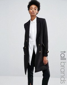 Двубортное пальто в стиле милитари Y.A.S Tall Millie - Черный