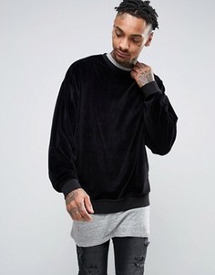 Черный велюровый oversize-свитшот ASOS - Черный