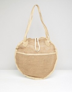 Круглая сумка из джута ASOS BEACH - Коричневый