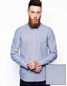 Строгая рубашка с контрастным воротником и длинными рукавами ASOS - Синий