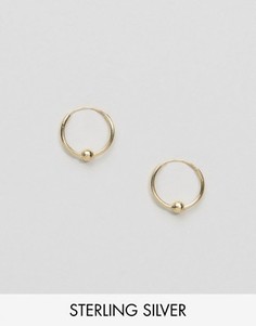 Позолоченные серебряные серьги-кольца c миниатюрными шариками ASOS - Золотой