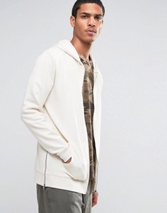 Кремовое удлиненное худи с передом и боками на молнии ASOS - Бежевый