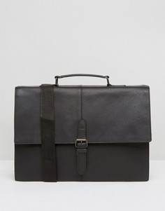Черный кожаный портфель с пряжкой на ремешке ASOS - Черный