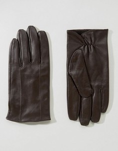 Коричневые кожаные перчатки Barneys - Коричневый Barneys Originals
