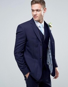 Темно-синий узкий пиджак с цветочным принтом на подкладке ASOS WEDDING - Темно-синий