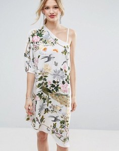 Ассиметричное платье миди с вышивкой ASOS PREMIUM - Мульти