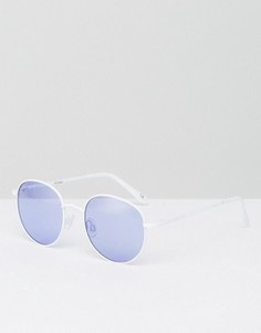 Круглые солнцезащитные очки в стиле 90-х с сиреневыми стеклами ASOS - Белый