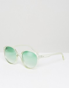 Круглые солнцезащитные очки с бледно-зелеными стеклами ASOS - Зеленый