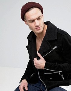 Бордовая шапка с закатанным краем ASOS - Красный