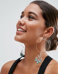 Серьги-кольца с бусинами ASOS - Синий