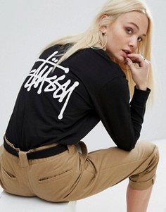 Оversize-лонгслив с логотипом на спине Stussy - Черный
