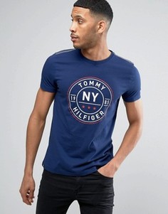 Темно-синяя футболка классического кроя Tommy Hilfiger - Темно-синий