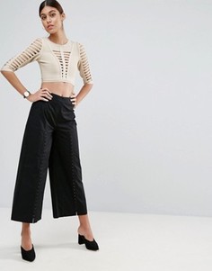Хлопковые брюки с широкими штанинами и корсетной отделкой ASOS - Черный