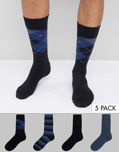 4 пары темно-синих носков в подарочной упаковке Tommy Hilfiger - Темно-синий