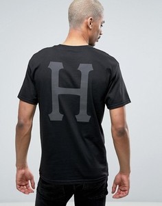 Футболка c классическим логотипом на спине HUF - Черный