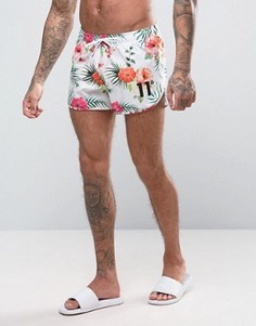 Короткие шорты для плавания с цветочным принтом 11 Degrees - Белый