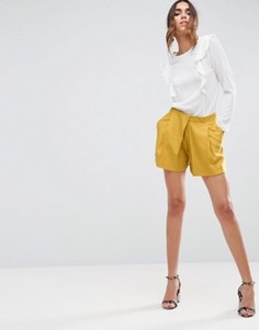 Шорты с жаккардовым узором в крапинку и складками ASOS - Желтый