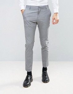 Узкие брюки в однотонную клетку Selected Homme - Серый
