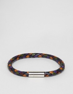 Кожаный разноцветный браслет с плетеной отделкой Paul Smith - Мульти