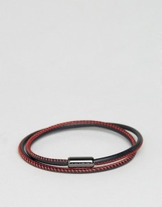 Черно-красный кожаный браслет в несколько оборотов BOSS by Hugo Boss - Черный