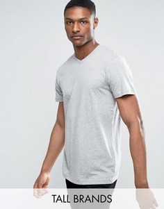 Серая меланжевая футболка с V-образным вырезом Jacamo TALL - Серый