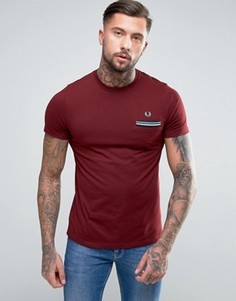 Красная футболка с карманом и окантовкой Fred Perry - Красный
