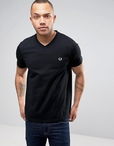 Черная футболка с V-образным вырезом и логотипом Fred Perry - Черный