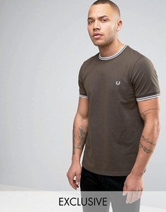Зеленая футболка с двойным кантом Fred Perry - Зеленый