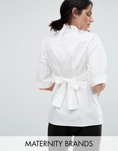 Строгая рубашка с поясом Mamalicious - Белый Mama.Licious