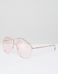 Солнцезащитные очки-авиаторы в металлической оправе цвета розового золота ASOS - Золотой