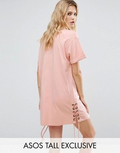 Платье-футболка со шнуровкой по бокам ASOS TALL - Розовый