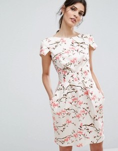 Платье мини с короткими рукавами и цветочным принтом Closet London - Мульти