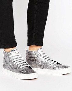 Фактурные кеды-слипоны со змеиным принтом цвета металлик Vans UA - Серебряный