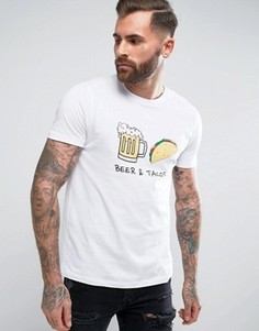 Футболка с принтом Beer And Tacos ASOS - Белый