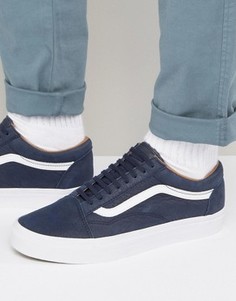 Темно-синие кожаные премиум-кеды Vans Old Skool VA38G1MRU - Темно-синий