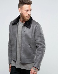 Серая куртка из искусственной цигейки ASOS - Серый