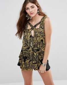 Топ с принтом Free People - Зеленый