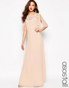 Платье макси с рукавом‑бабочкой и отделкой ASOS TALL - Розовый