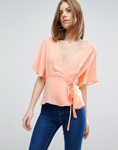 Блузка с запахом спереди ASOS - Розовый