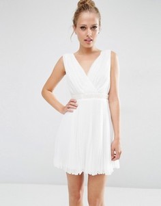 Плиссированное приталенное платье мини ASOS - Белый