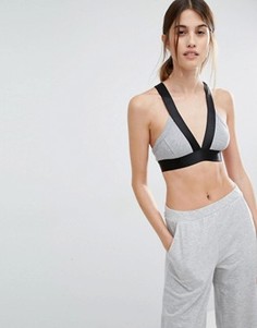 Укороченный топ с контрастной отделкой в рубчик Vero Moda - Серый