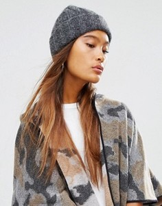 Шапка-бини крупной вязки в рубчик ASOS - Серый
