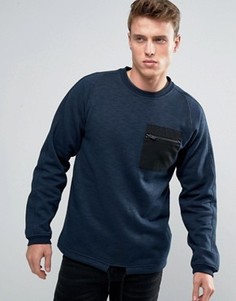 Свитшот с круглым вырезом и карманом Jack &amp; Jones - Темно-синий