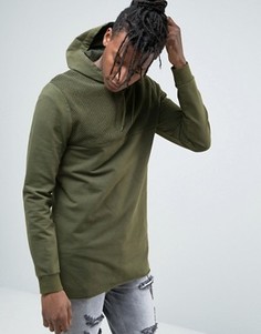 Удлиненное обтягивающее худи с сетчатыми вставками ASOS - Зеленый