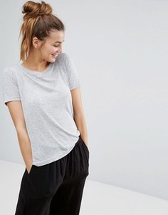 Топ в рубчик с круглым вырезом Monki - Серый