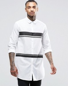 Удлиненная рубашка с полосками ASOS White - Белый