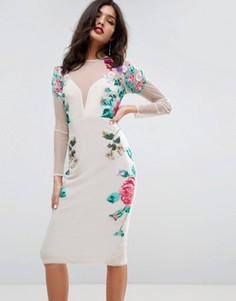 Платье миди с цветочной вышивкой ASOS - Мульти