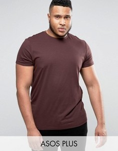 Бордовая футболка с отворотами на рукавах ASOS PLUS - Красный