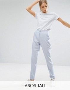 Узкие брюки с добавлением льна ASOS TALL - Серебряный