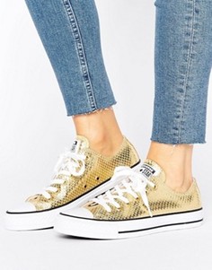 Кеды цвета металлик с эффектом змеиной кожи Converse Chuck Taylor Ox - Золотой